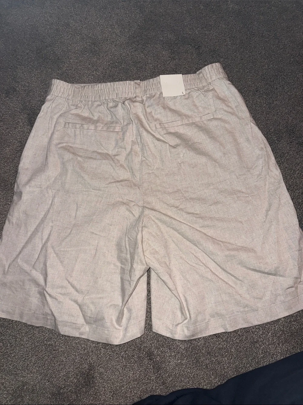 Women’s Light Beige Linen-Blend Casual Shorts